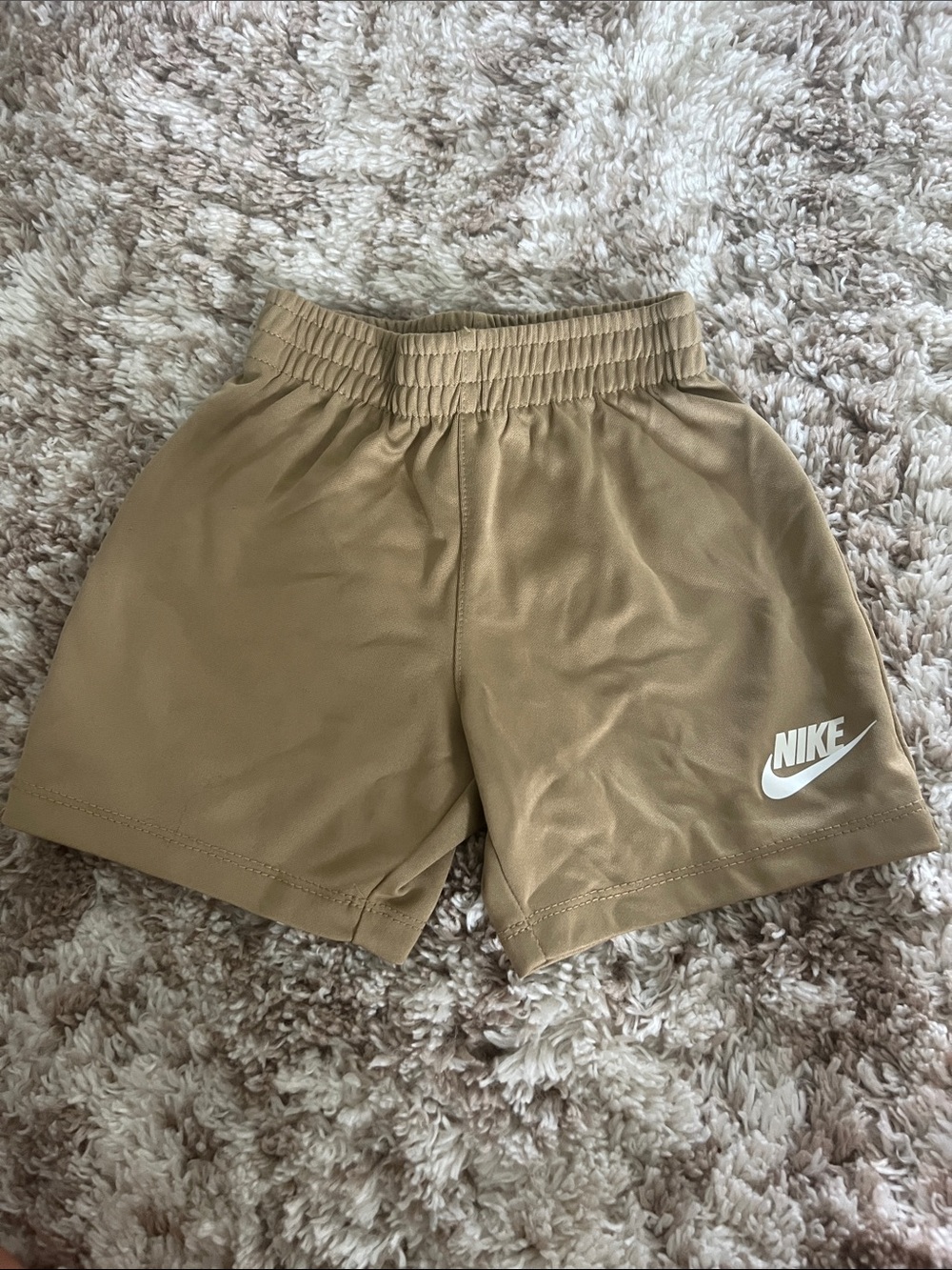 Nike Kids Tan Sport Shorts with White Logo